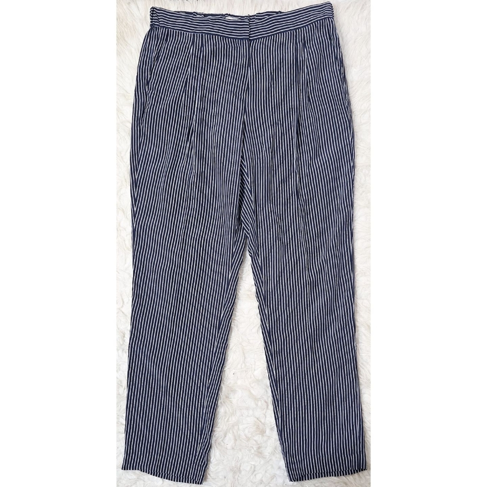 Equipment Navy and White Vertical Stripe Trousers
